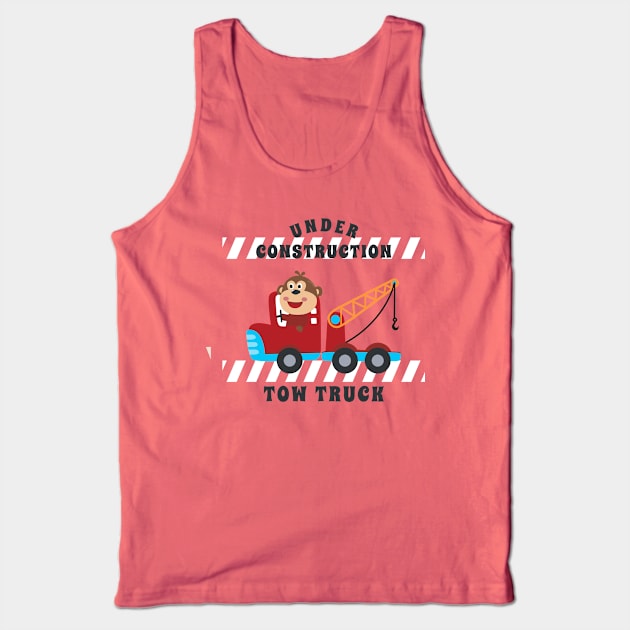 Vector illustration of contruction vehicle with cute litle animal driver. Tank Top by KIDS APPAREL